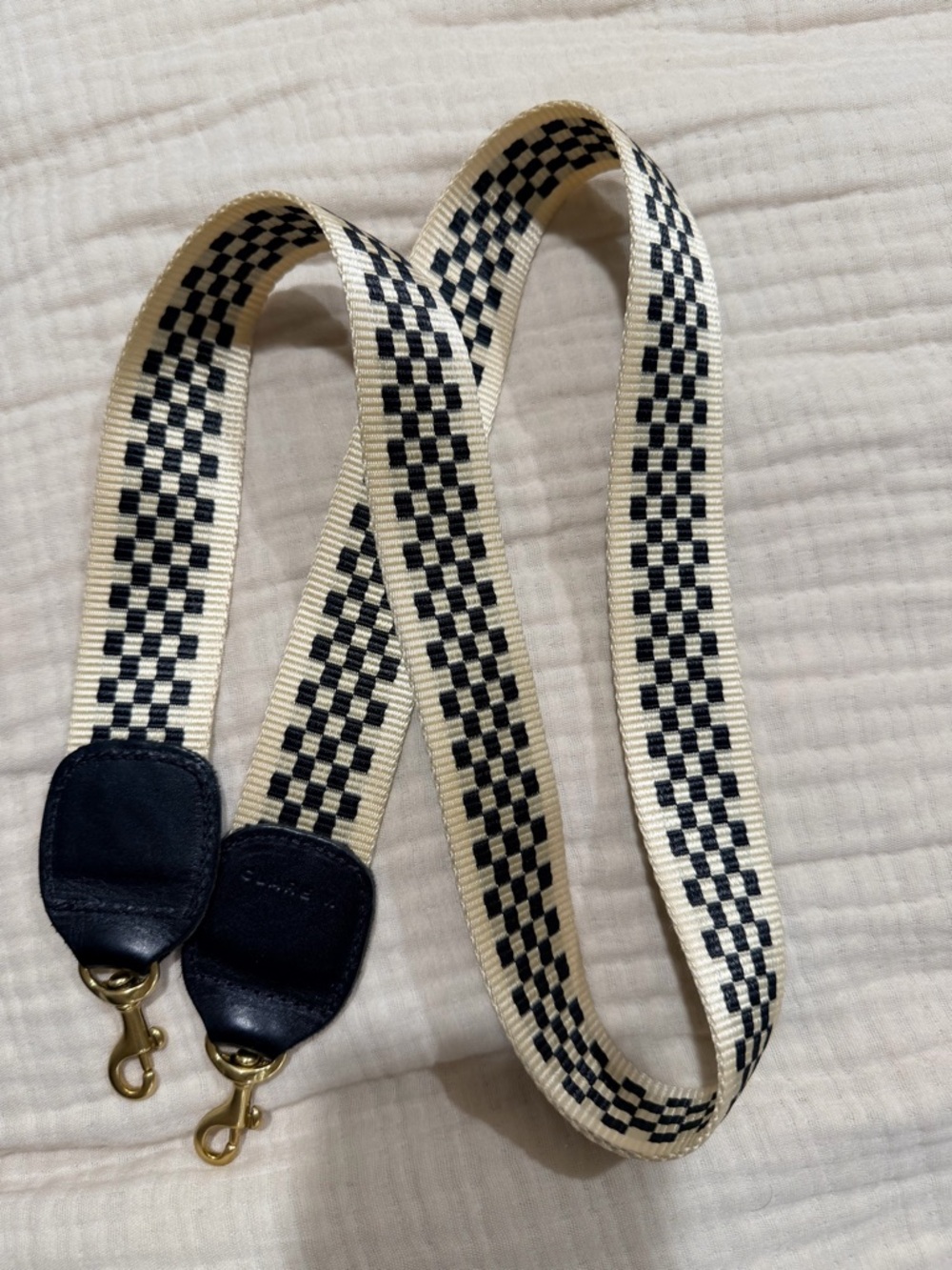 Clare V. Black and cream checkered crossbody strap - Picture 4 of 7